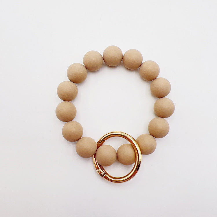 Wholesale Solid Color Silicone Handmade Beaded Wrist Keychain